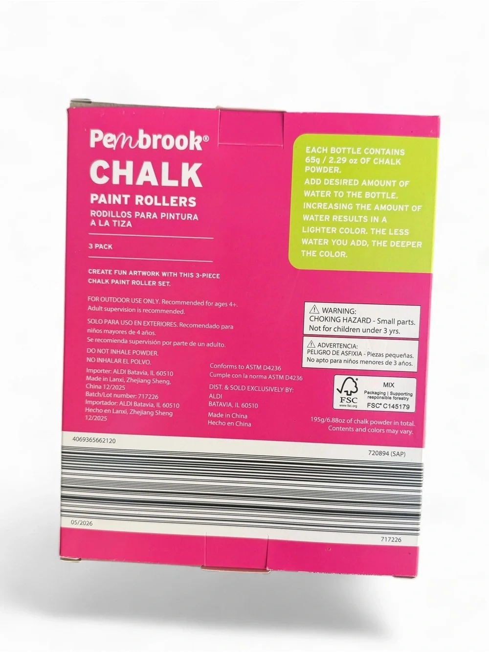 Pembrook Kids Chalk Paint Rollers Set of 3 (Yellow, Lime, Pink)